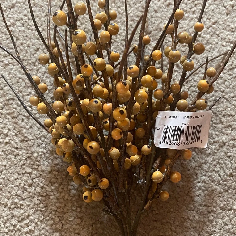 Yellow Berry Artificial Floral Spray